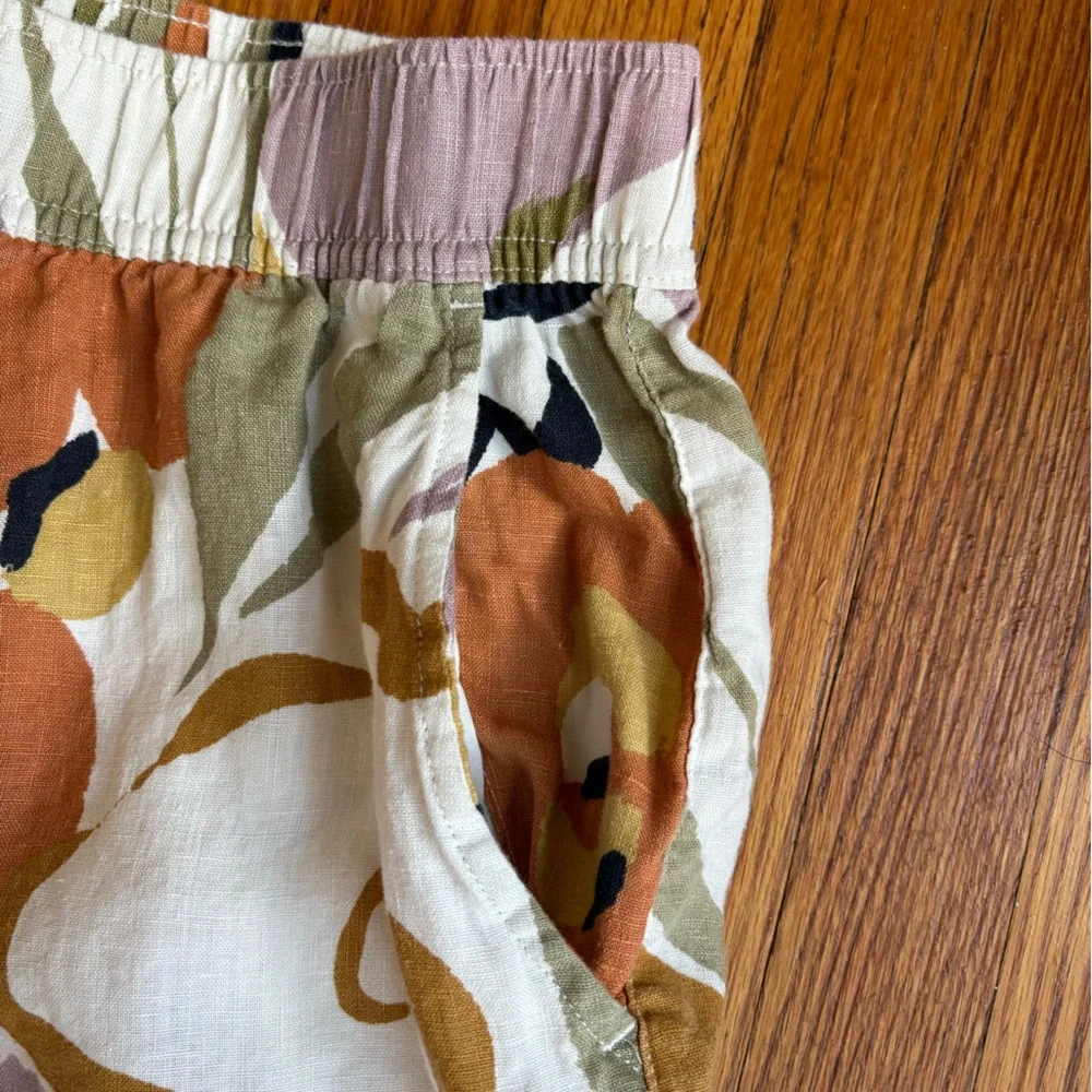 Rachel Zoe Orange and Green Floral Linen Pants Size Medium - Picture 2 of 4